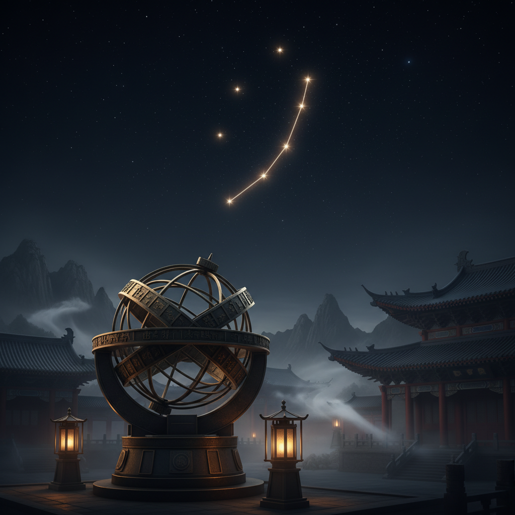 Đài thiên văn cổ đại Trung Hoa với hỗn thiên nghi và chòm sao Bắc Đẩu