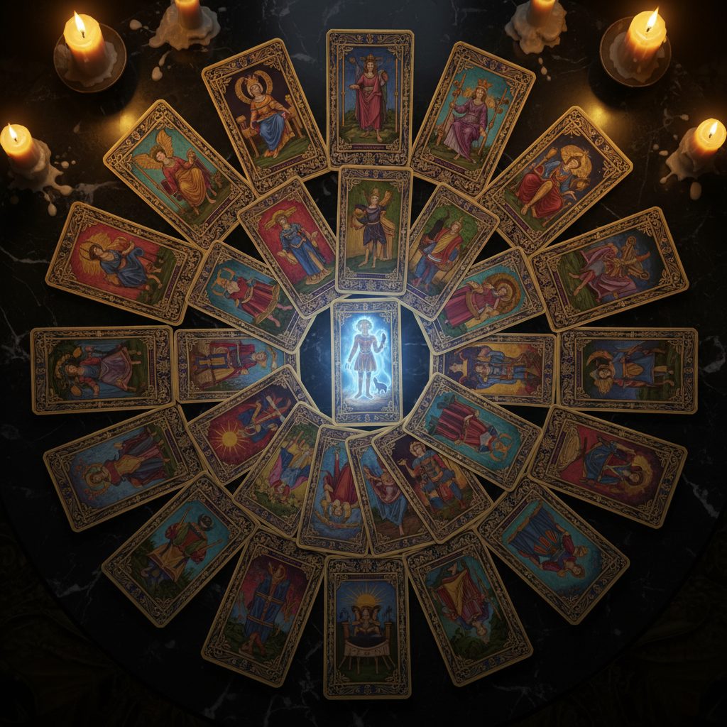 22 lá Major Arcana Tarot xếp theo thứ tự Hành Trình Kẻ Ngốc
