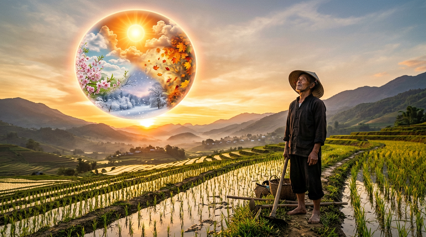Nông dân nhìn bầu trời bốn mùa tuần hoàn — tiết khí và nông nghiệp