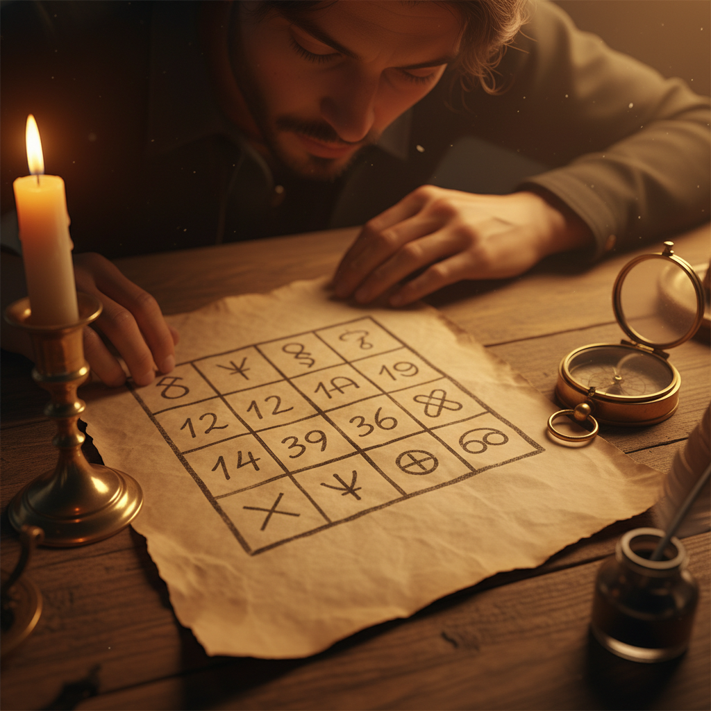 Nghiên cứu biểu đồ ngày sinh trên bàn gỗ cổ