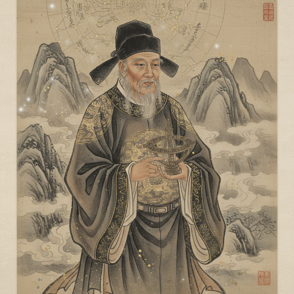 Bức tranh cổ vẽ Viên Thiên Cang đang xem tướng cho người