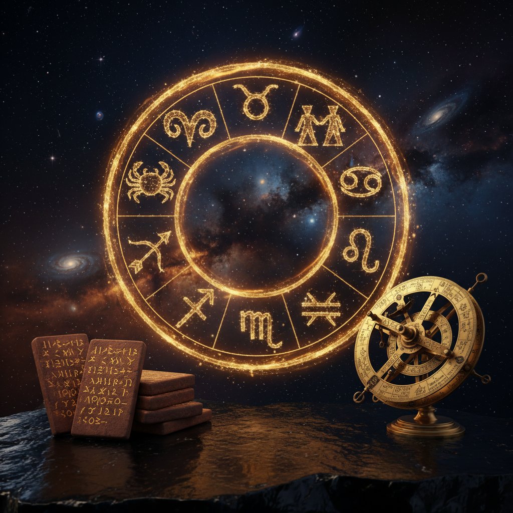 Bản đồ sao chiêm tinh với 12 cung hoàng đạo và các hành tinh