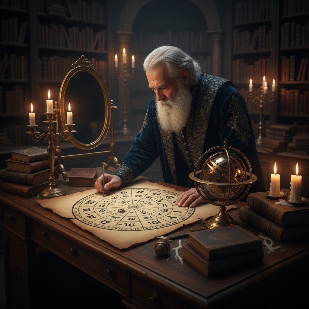 Natal chart bản đồ sao chiêm tinh với 12 nhà và các hành tinh