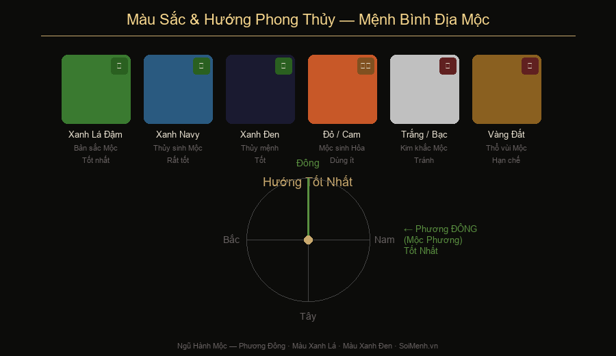Màu sắc & hướng phong thủy hợp mệnh Bình Địa Mộc