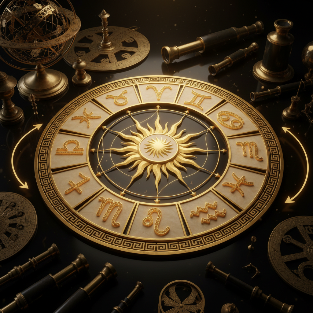 Bánh xe hoàng đạo 12 cung với các hành tinh transit