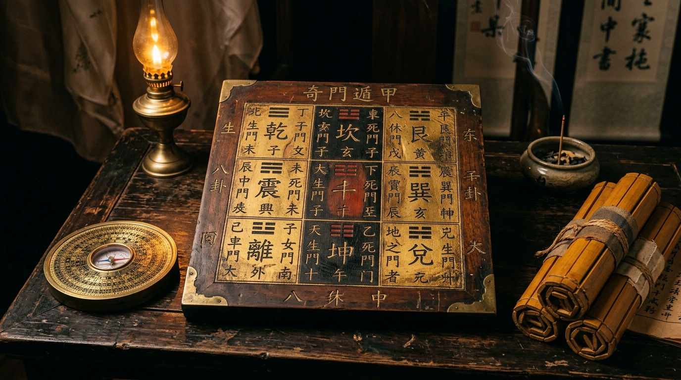 La bàn cổ và bàn Cửu Cung Kỳ Môn Độn Giáp