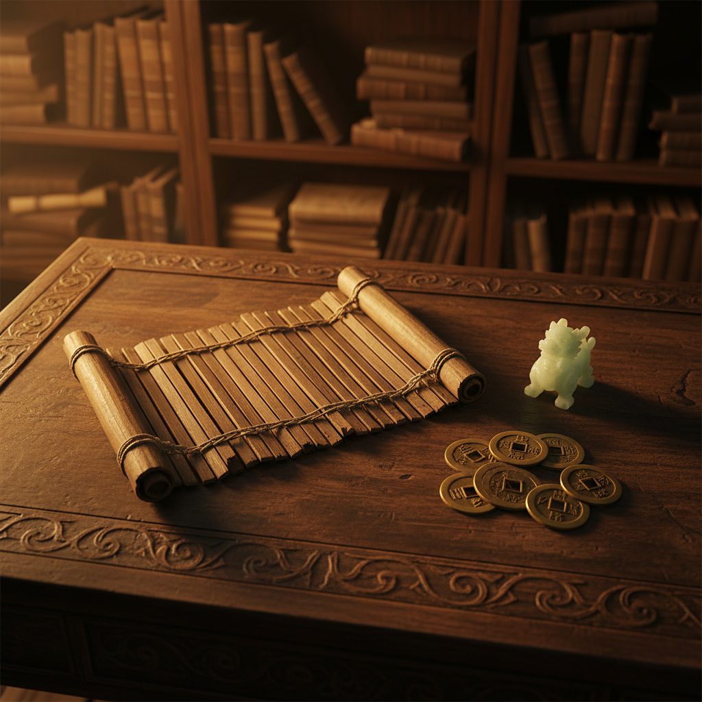 Sách cổ Kỳ Môn Độn Giáp với bàn thức và đĩa xoay