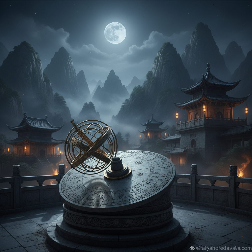 Đài thiên văn cổ đại với hỗn thiên nghi và trăng tròn