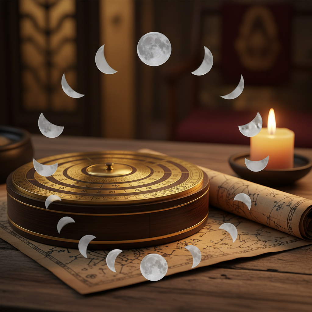 La bàn Luopan cổ và các pha trăng