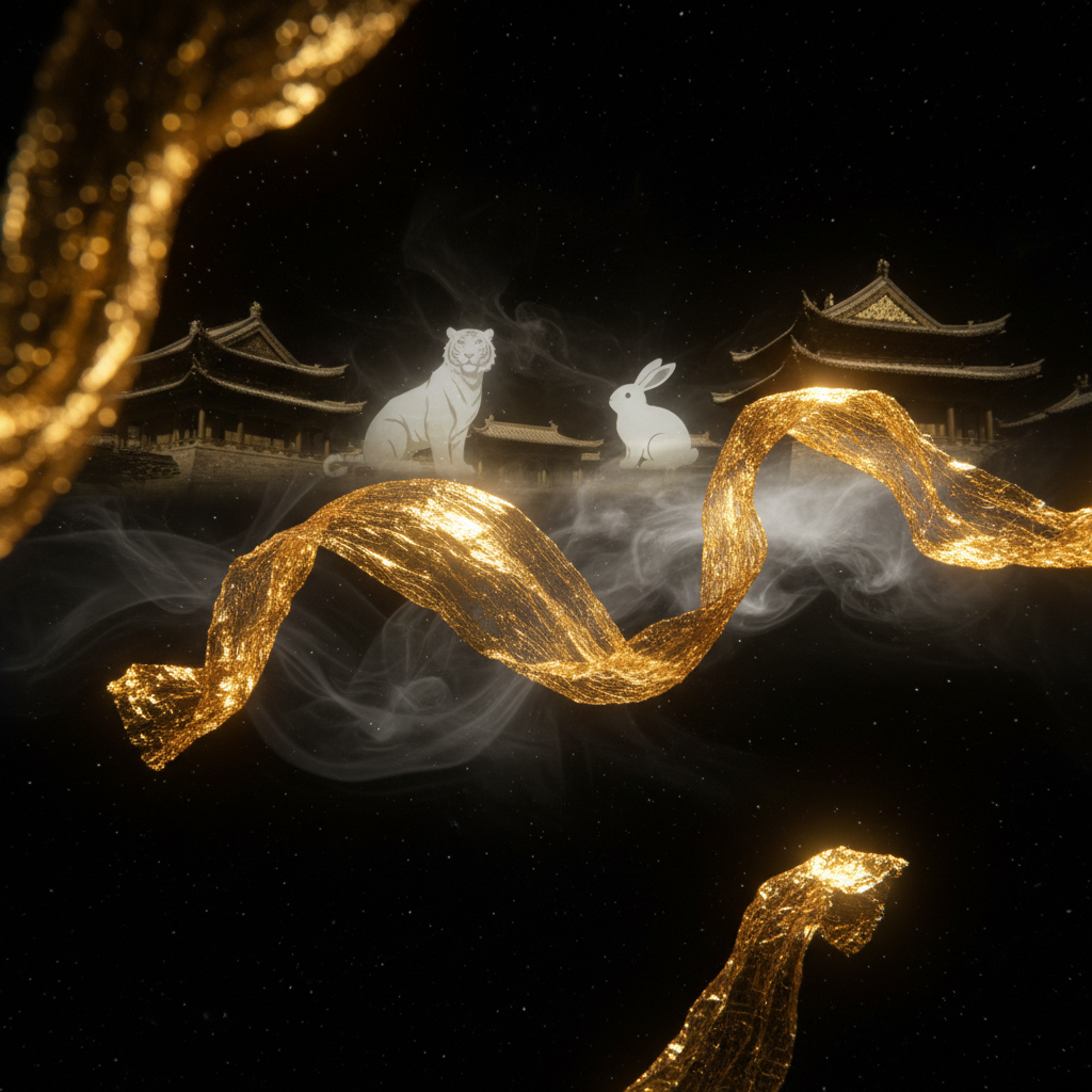 Mệnh Kim Bạch Kim — lá vàng mỏng 金箔金 bay trong không gian huyền bí