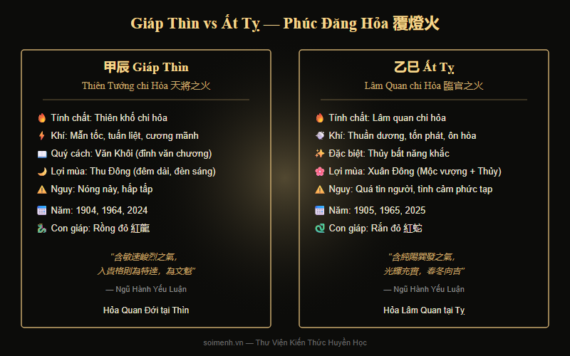 So sánh Giáp Thìn và Ất Tỵ trong mệnh Phúc Đăng Hỏa