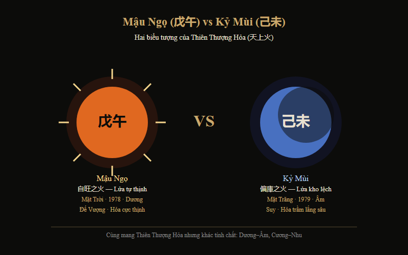 So sánh Mậu Ngọ và Kỷ Mùi trong mệnh Thiên Thượng Hỏa