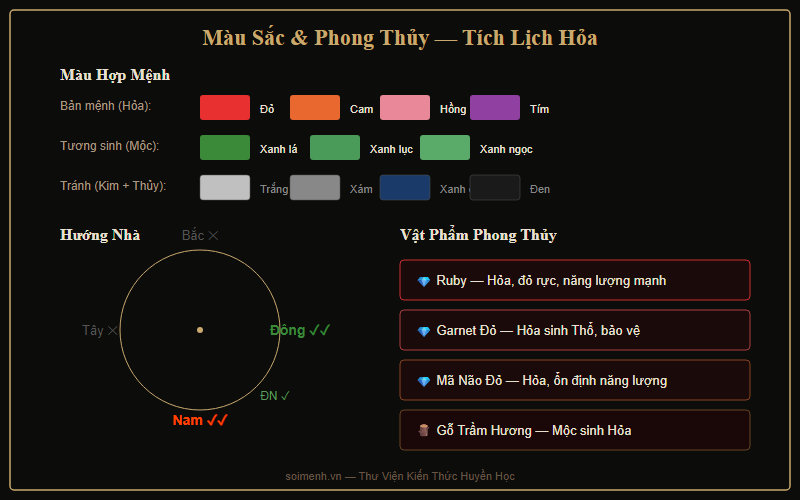 Bảng màu sắc và hướng nhà hợp mệnh Tích Lịch Hỏa