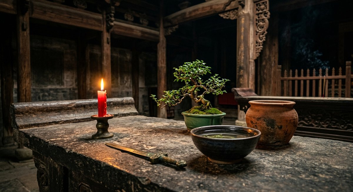 Năm nguyên tố Kim Mộc Thủy Hỏa Thổ trên bàn thờ cổ