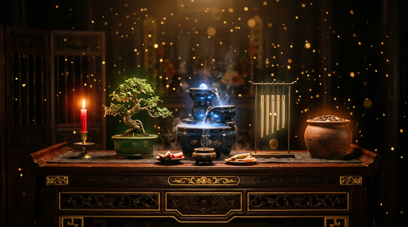 Vật phẩm phong thủy Ngũ Hành trên bàn thờ truyền thống