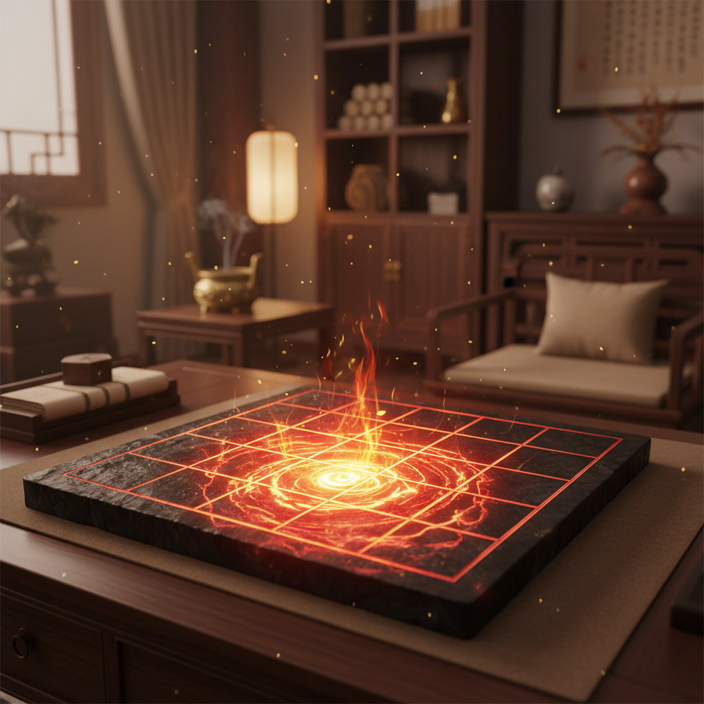 Trạch bàn phi tinh 9 cung trên bàn gỗ cổ