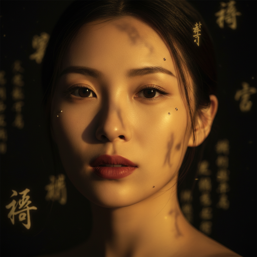 Gương mặt phụ nữ châu Á với nốt ruồi đẹp — beauty marks trong tướng học