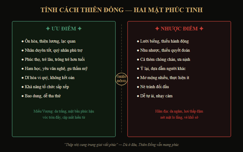 Sơ đồ tính cách Sao Thiên Đồng — ưu điểm và nhược điểm