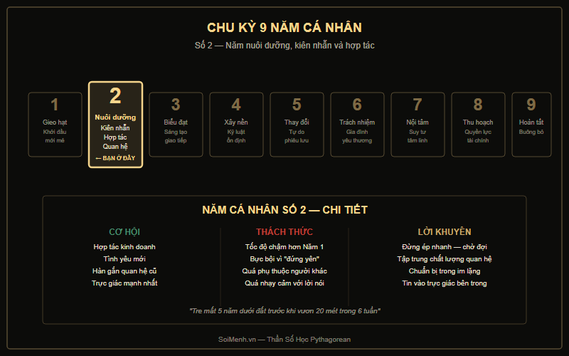 Chu kỳ 9 Năm Cá Nhân — Số 2 là năm kiên nhẫn và hợp tác