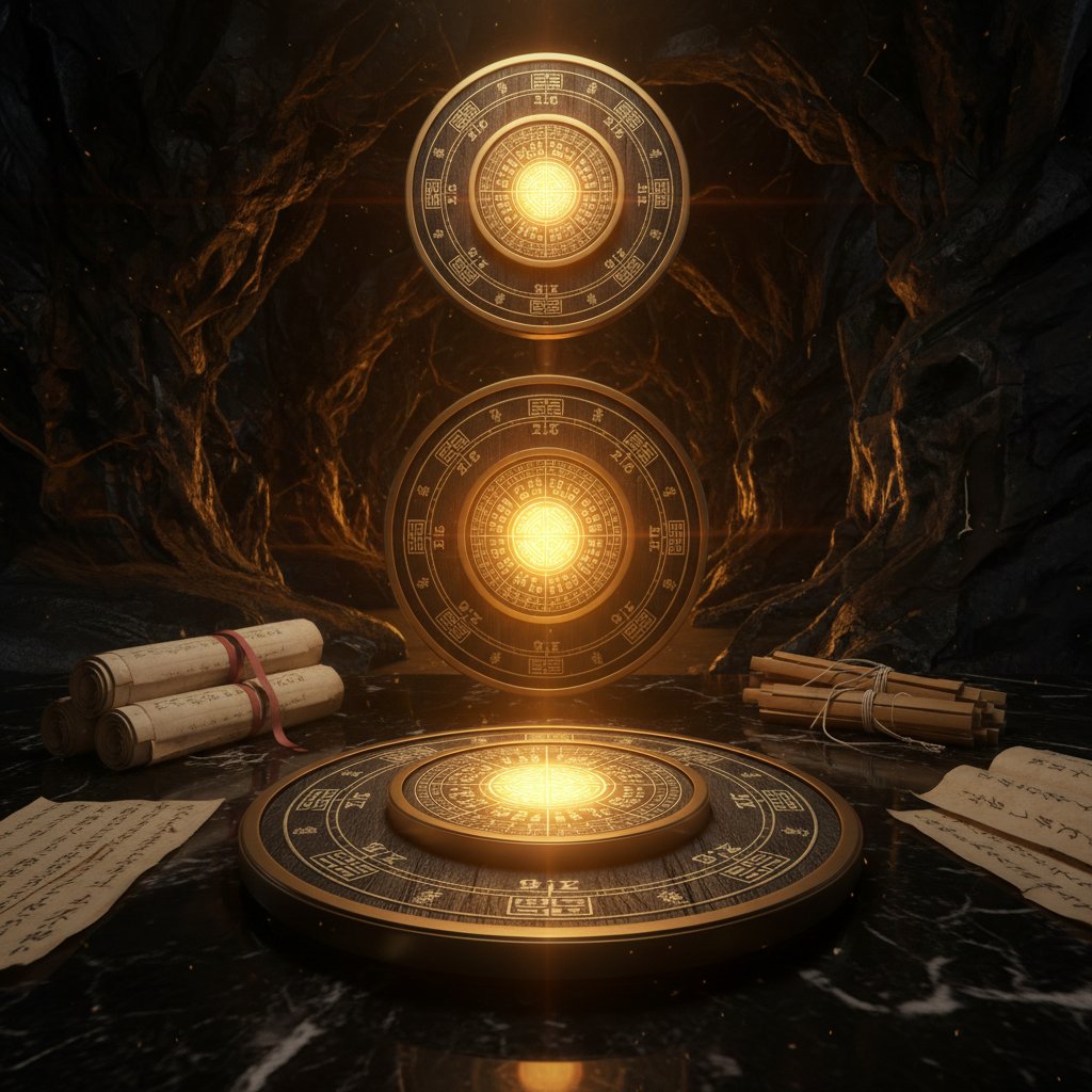 Ba bàn chiêm Tam Thức cổ đại với cửu cung và bát quái