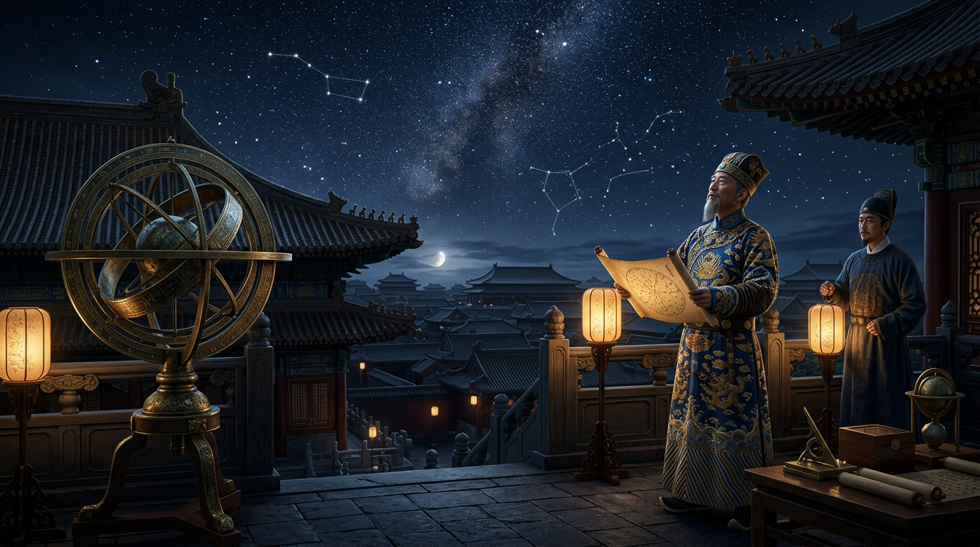 Học giả cổ đại nghiên cứu thiên văn và dự đoán quốc vận