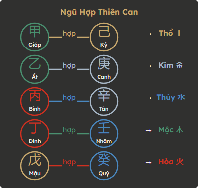 Sơ đồ 5 cặp Ngũ Hợp Thiên Can