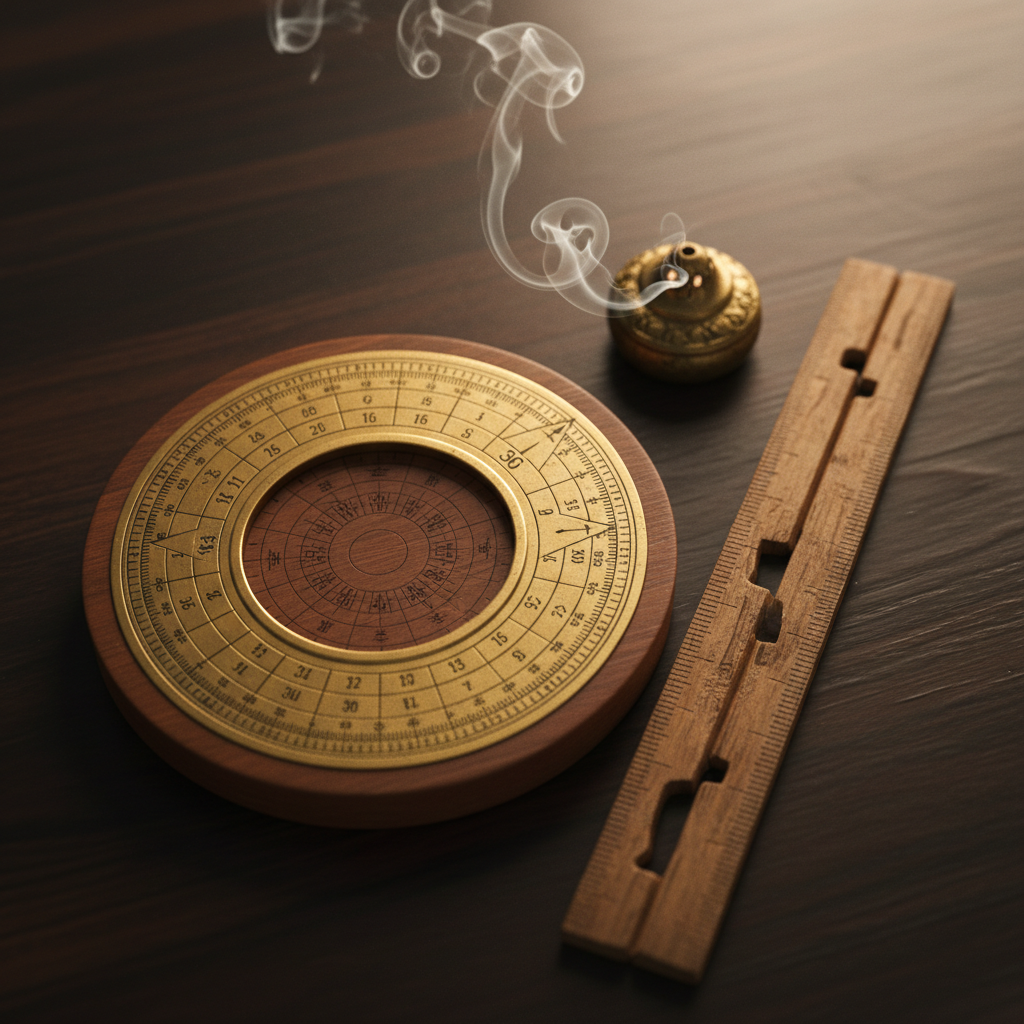 La bàn phong thủy và thước đo truyền thống