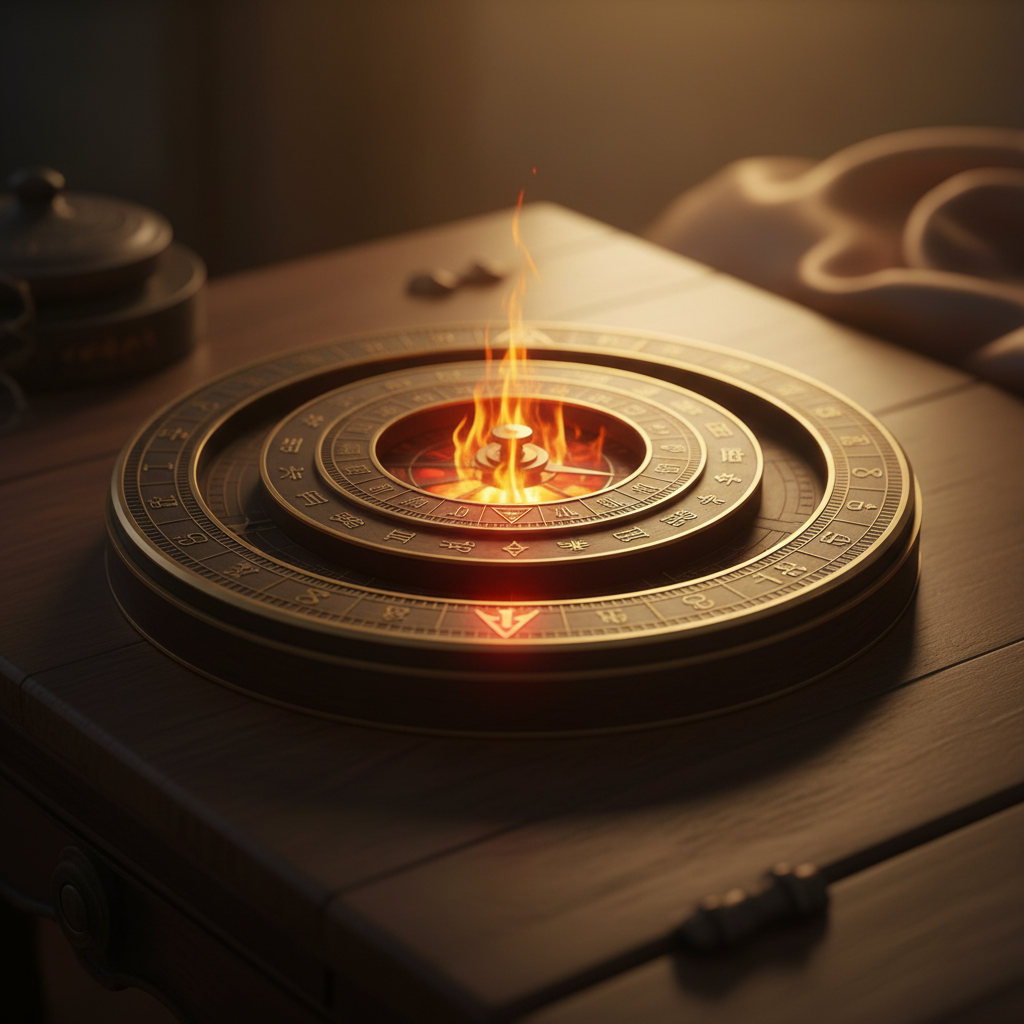 La bàn 12 Địa Chi với cung Ngọ được chiếu sáng