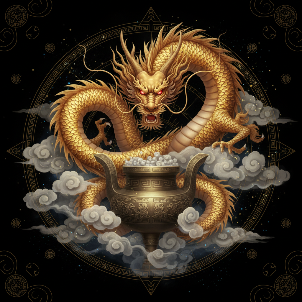 Tượng rồng đồng cổ trên bàn gỗ — biểu tượng tuổi Thìn trong 12 con giáp