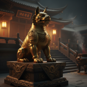 Tuổi Tuất hợp tuổi gì — tượng chó vàng phong cách cổ đại Trung Hoa
