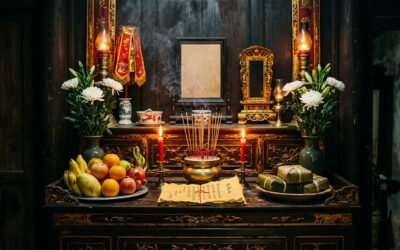 Bàn thờ truyền thống Việt Nam với hương khói
