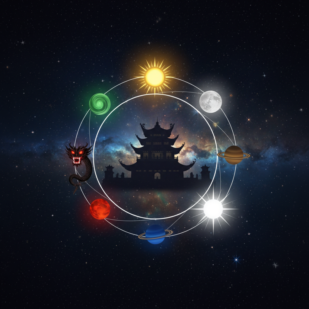 Bàn thờ dâng sao giải hạn với 9 ngọn đèn và sớ cầu an