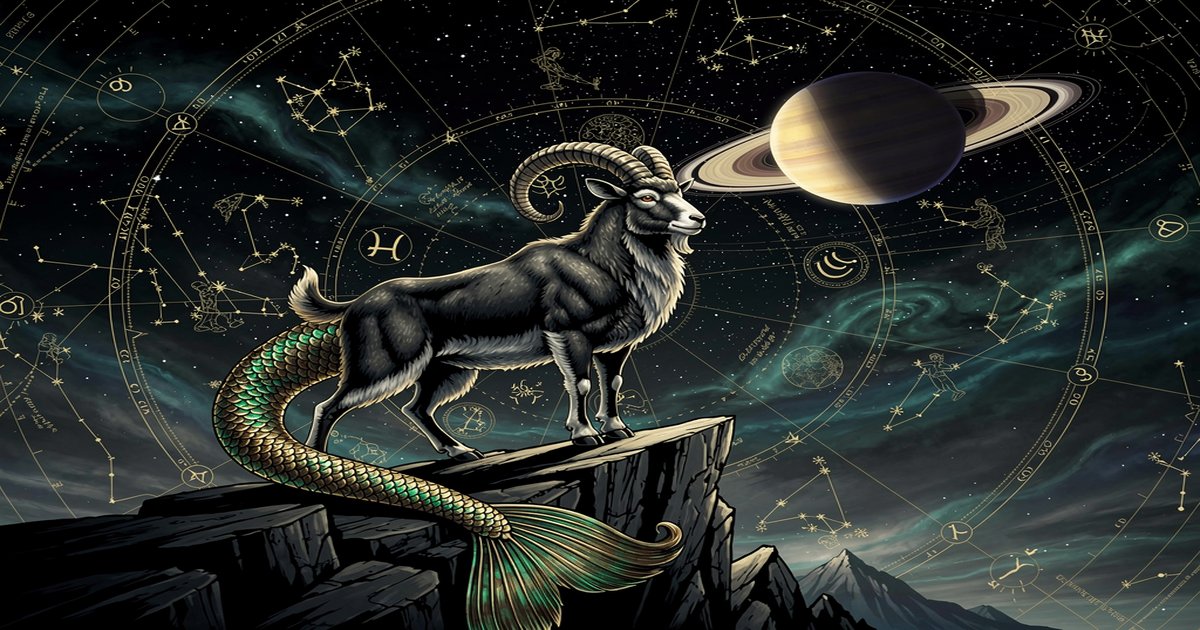 Cung Ma Kết Capricorn — hình minh họa hoàng đạo Đất cai quản bởi Sao Thổ
