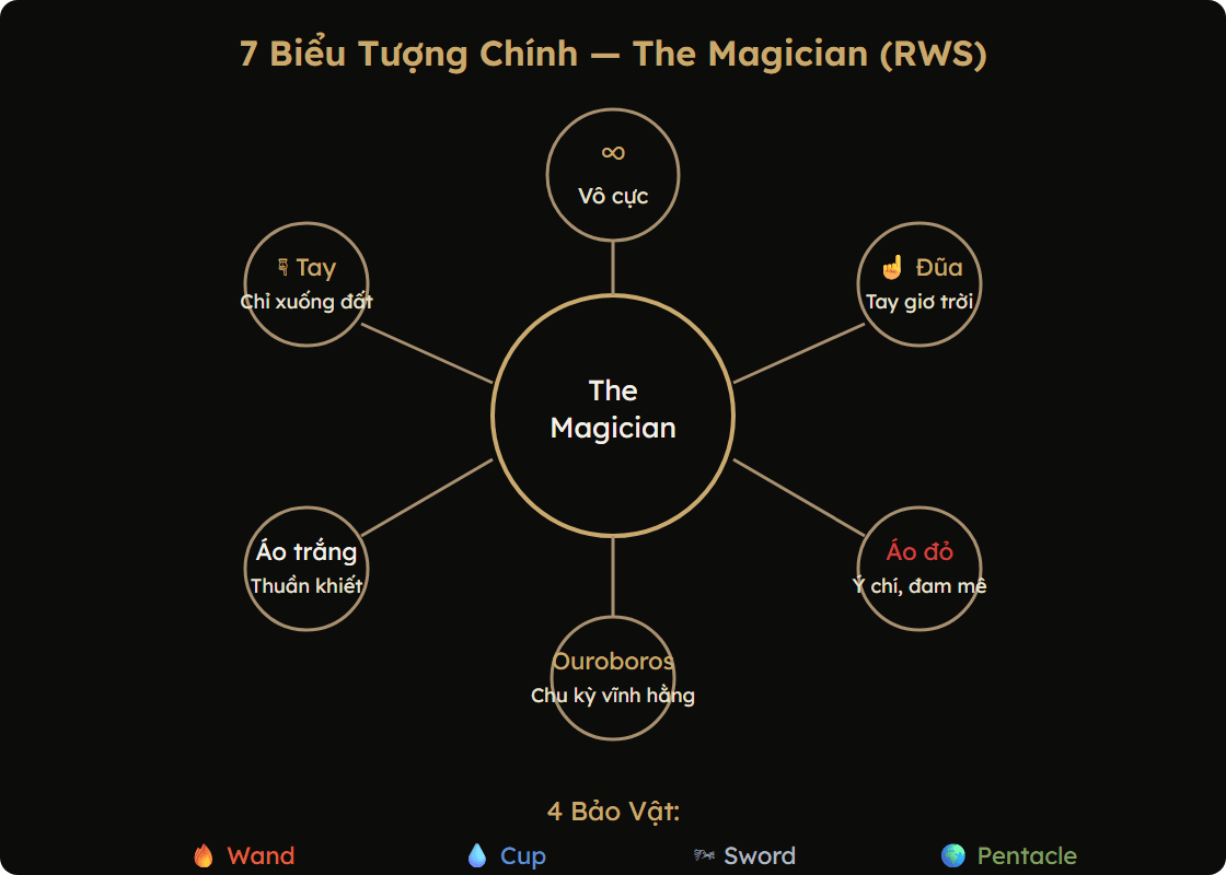 Sơ đồ biểu tượng lá The Magician RWS