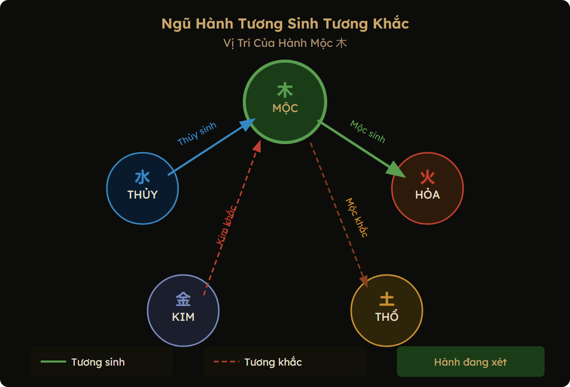 Ngũ Hành Tương Sinh Tương Khắc — Vị trí của hành Mộc