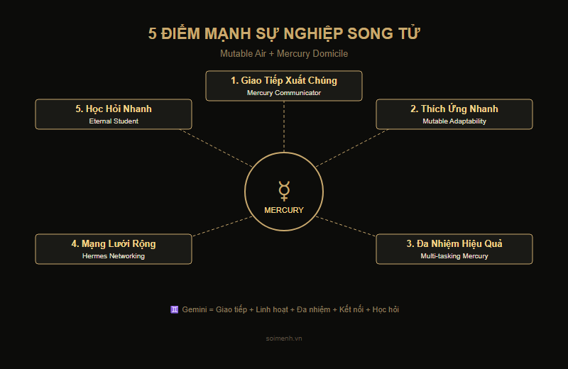 Sơ đồ 5 điểm mạnh sự nghiệp Song Tử